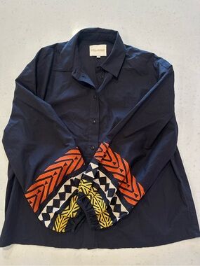 NWOT Stella Forest 100% Cotton Button Down Blouse Size Medium Statement Sleeves